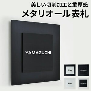 メタリオール表札【送料無料】表札 かっこいい 黒 戸建て おしゃれ シンプルな正方形デザイン サイズ 160×160mm 四角 ステンレス かわいい モダン 筆記体 名入れ 文字 戸建 会社 漢字 番地 二世帯 玄関 機能門柱