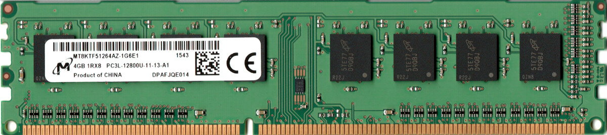 増設メモリ, PC用メモリ 2Micron (1.35V) PC3L-12800U (DDR3L-1600) 4GB 240 DIMM MT8KTF51264AZ-1G6E1 (1Rx8) 