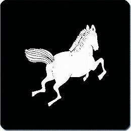 【送料無料】家紋シール 左駆け馬 丸型 or 四角 KS-1246