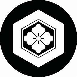 【送料無料】家紋シール 亀甲に四方花菱 丸型 or 四角 KS-0877