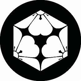 【送料無料】家紋シール 亀甲形三つ割り片喰 丸型 or 四角 KS-0901