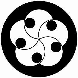 【送料無料】家紋シール 五つ捻じ分銅 丸型 or 四角 KS-4592