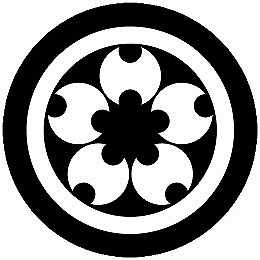 【送料無料】家紋シール 丸に分銅桜 丸型 or 四角 KS-6337