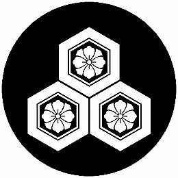 家紋シール三つ盛り亀甲に剣花角丸型...