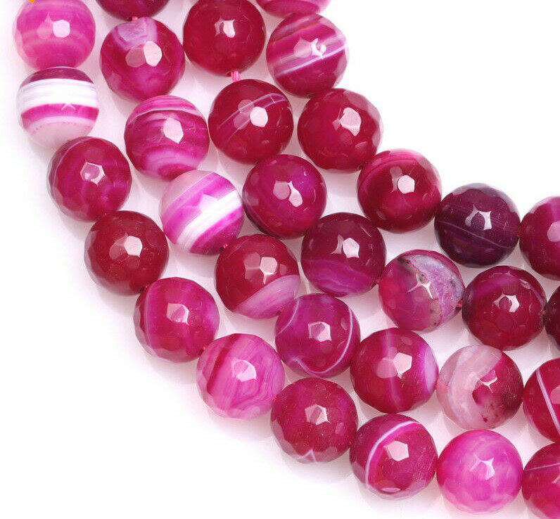 【h壊れにくい高品質タイプ】★連売り★ 約10mm 128面カット メノウ 染め ピンク [Agate] ピンク色 《ren-agct-pk-10》[インガ.ツ]【クリスタル神戸】
