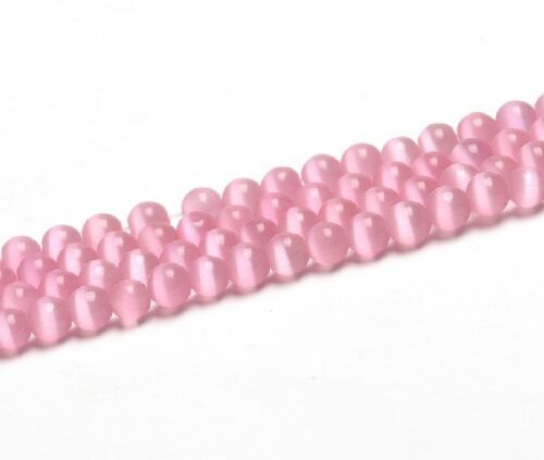 【h壊れにくい高品質タイプ】★連売り★ 約8mm 丸珠 キャッツアイ ピンク（濃いめ）[CatsEeye] ピンク色 ..