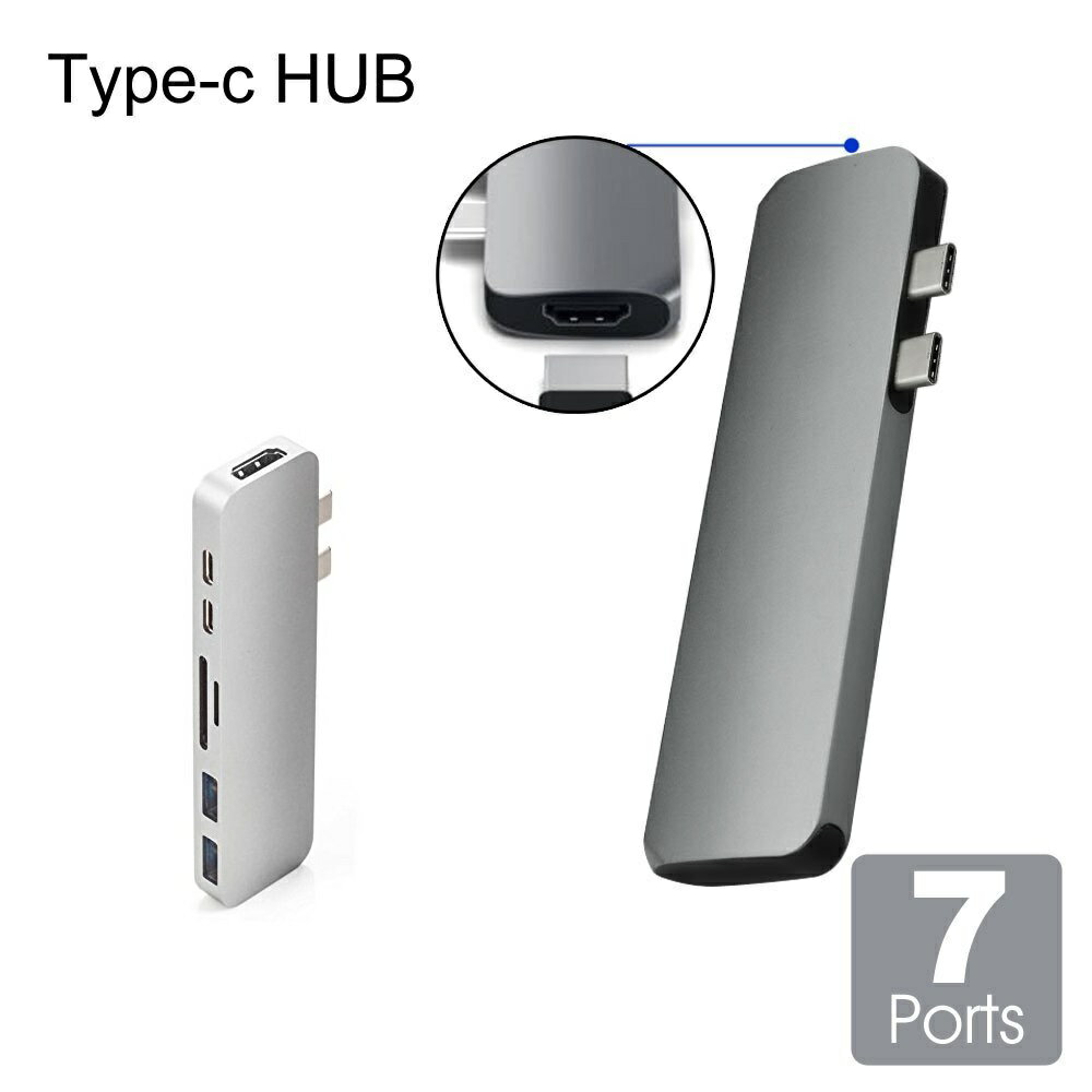 Type-C 7 in 1 USBnu }`|[gA_v^ Type-C to HDMI ϊA_v^ 4K𑜓x Thunderbolt 3 USB-C |[g+USB 3.0|[g SD TFJ[h[^[ MacBook Pro 13