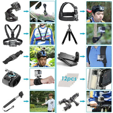 50-in−1アクセサリキット　GoPro 5/4/3+/3/2/1 SJ4000/5000/6000 Xiaomi Yiに用アウトドアスポーツ アクセサリーセット