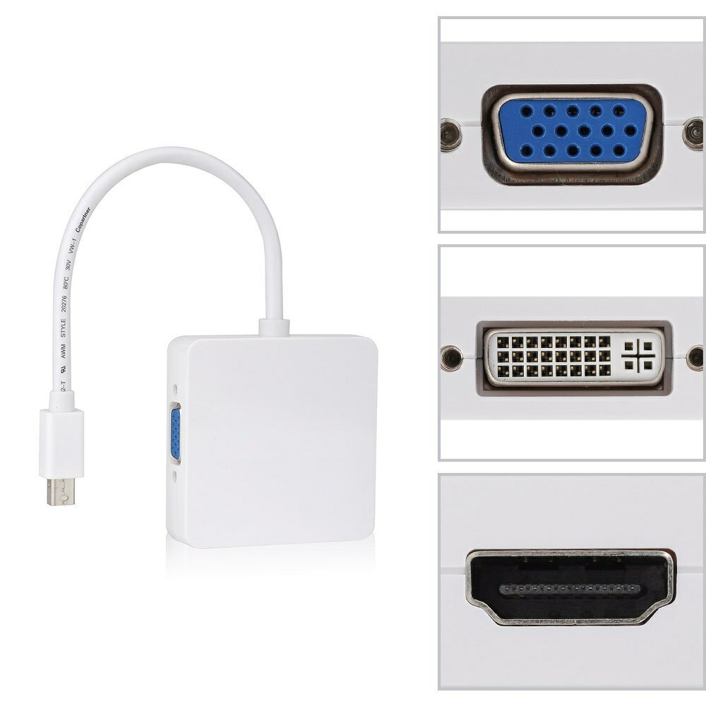̵֡3in1 Mini Displayport/Thunderbolt to VGA/HDMI/ DVIѴץFor Apple/Surface proפ򸫤