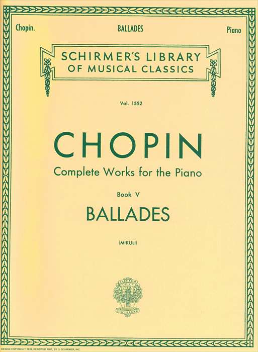 ピアノ 楽譜 ショパン | バラード集 (ミクリ校訂版) | Complete Works for the Piano Book 5 BALLADES 