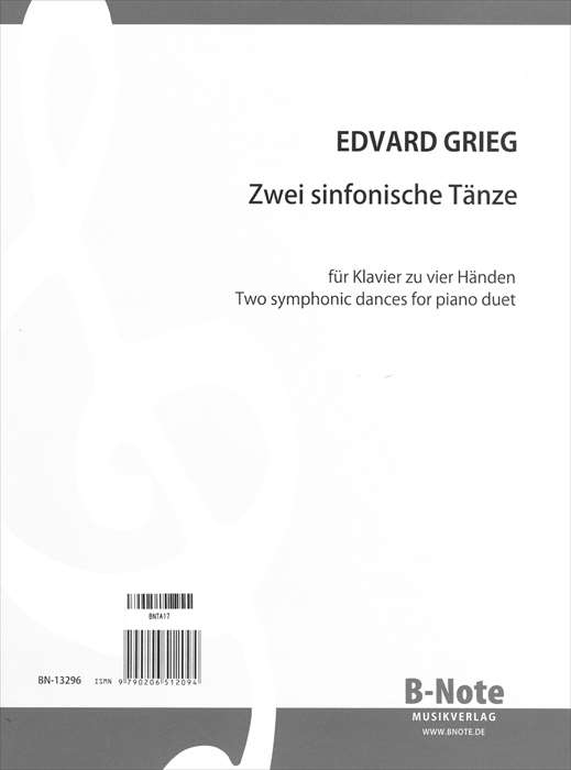 ピアノ 楽譜 グリーグ | 2つの交響的舞曲(1台4手編曲) | Zwei symphonische Tanze