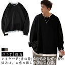 Tシャツ レイヤード tシャツ おしゃれ 長袖 無地 ロンt ロンT 韓国 ファッション ビッグtシャツ 綿混 ビッグシルエット メンズ オルチャンファッション 韓国服 春 レイヤード(4)