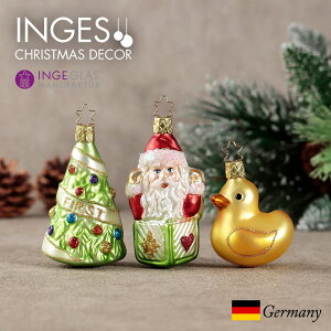 オーナメント ドイツINGE-GLAS MANUFAKTUR（インゲ・グラス）のEin Geschek[44D] 初めてのクリスマスギフトライン BABY’S FIRST CHRISTMAS Baby's Erstes Weihnachtsfest[赤ちゃんの初めてのクリスマス サンタ・クリスマスツリー・アヒルの3ピース入][送料無料]