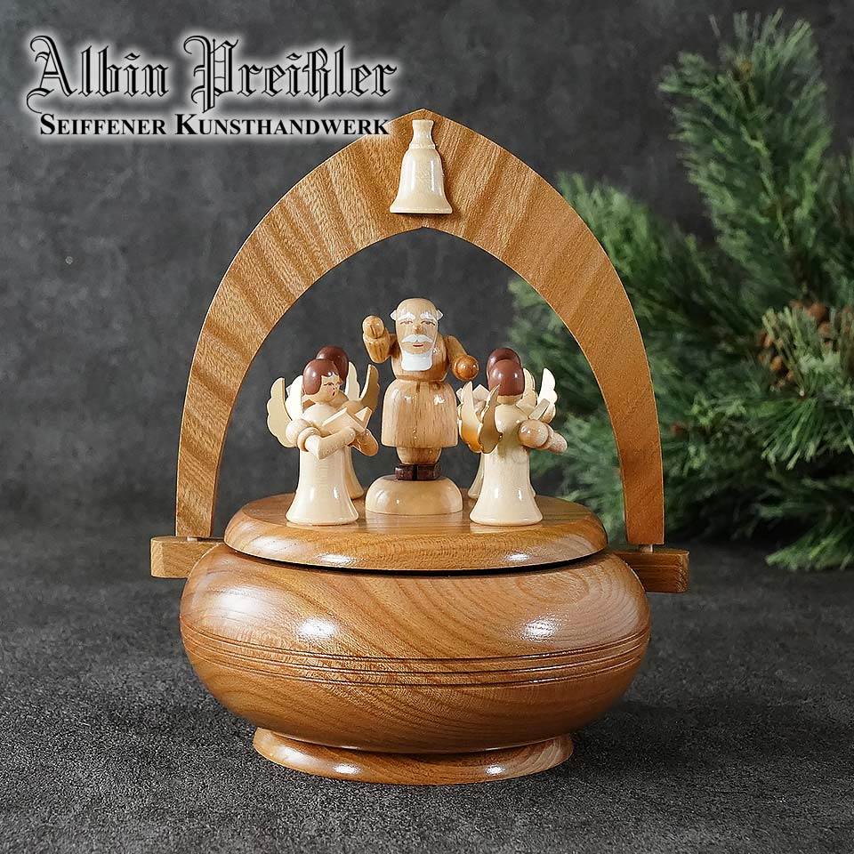 クリスマス オルゴール アルビン・プライスラー Albin Preissler 木製 老人と天使の聖歌隊 ナチュラル リュージュ社 ハンドメイド 職人がひとつひとつ丁寧に作り上げた銘品[正規取扱店ピカキュウhome]ドイツ直輸入【EAN: 4250770400661】