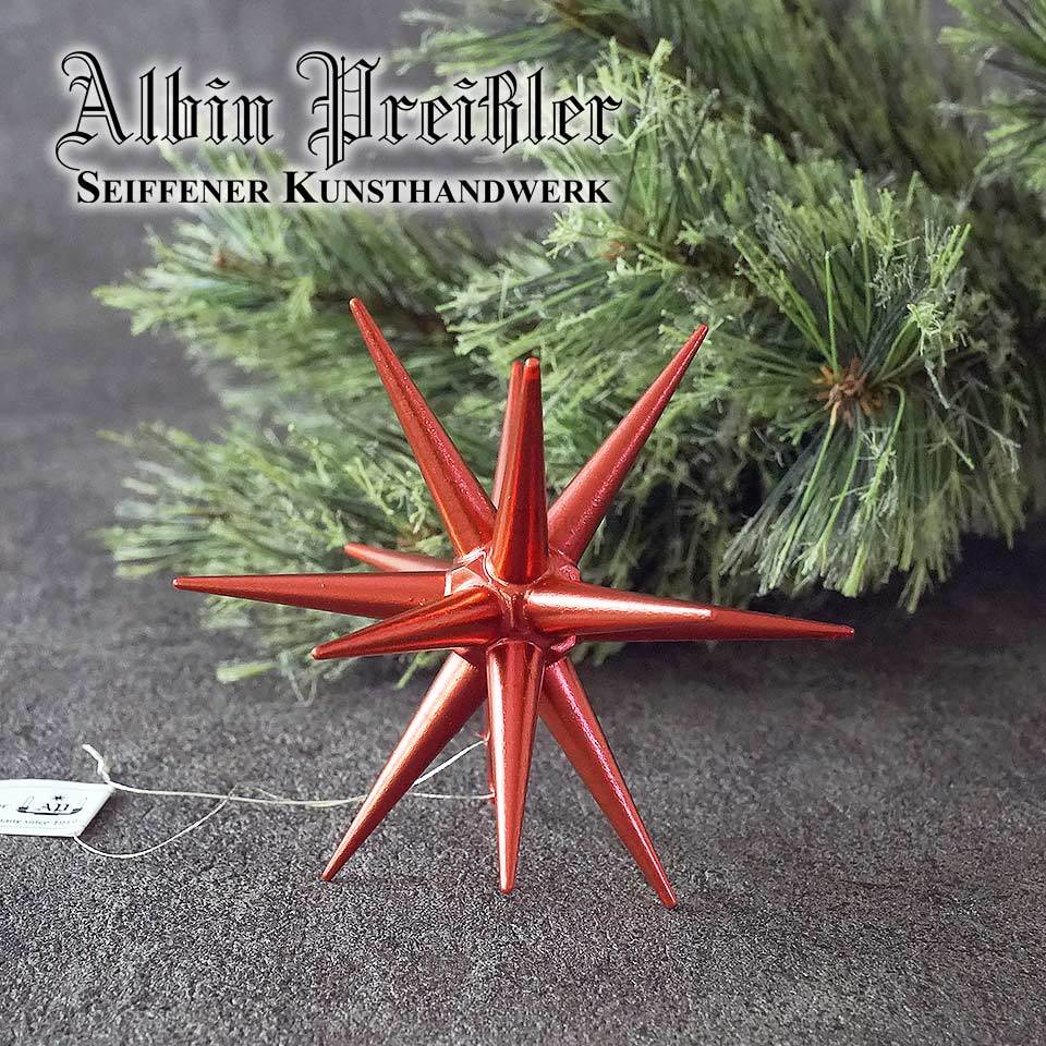 ベツレヘムの星 クリスマス アルビン・プライスラー Albin Preissler 木製 オーナメント レッドメタリック Lサイズ ハンドメイド 職人がひとつひとつ丁寧に作り上げた銘品[正規取扱店ピカキュウhome]ドイツ直輸入【EAN: 4250770403730】