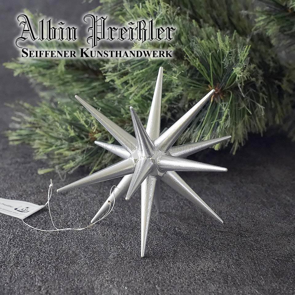 ベツレヘムの星 クリスマス アルビン・プライスラー Albin Preissler 木製 オーナメント シルバー Lサイズ ハンドメイド 職人がひとつひとつ丁寧に作り上げた銘品[正規取扱店ピカキュウhome]ドイツ直輸入【EAN: 4250770402962】