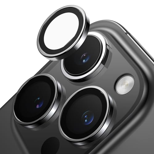 TORRAS iPhone 15 Pro 用 カメラフィルム iPhone 15 Pro Max 用 カメラフィルム 宇宙航空材料 元のまま再現 強化ガラス 黒縁取り 3枚入り アイフォン15プロ 15プロマックス用カメラカバー ブラ…