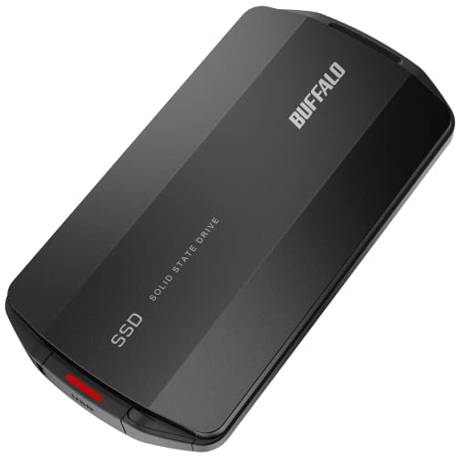 バッファロー SSD 外付け 1TB USB3.2 Gen2 Type C 最大読出速度1050MB/秒 防塵防滴 IP55 耐衝撃 MIL STD ポータブル iPhone 15 15Pro Windows MacOS ChromeOS PS4 P