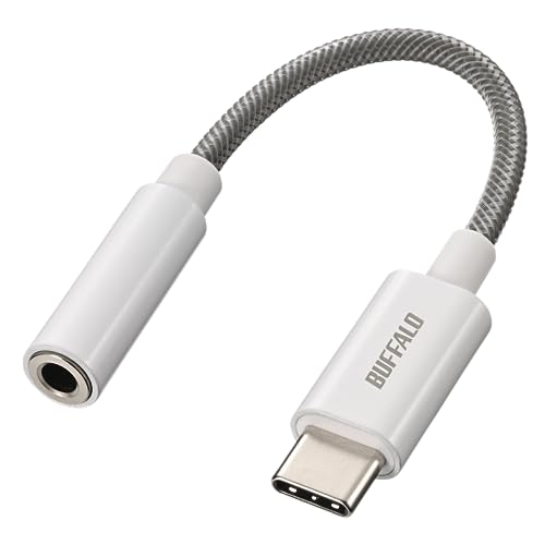 バッファロー USB Type-C 3.5mm 3極 4極 オーディオ 変換 アダプター ハイレゾ対応 DAC搭載 高耐久ケーブル 屈曲耐久試験30,000回クリア イヤホンジャック イヤホン ヘッドホン ヘッドセット マイク 音量調整 iPhon