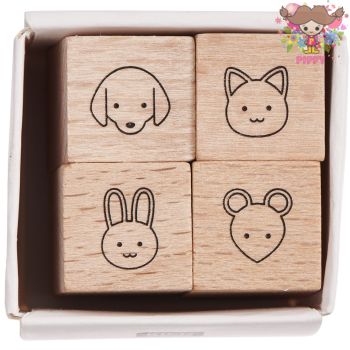 Rakuten - RICO DESIGN ミニスタンプセット☆animals☆犬 猫 うさぎ ねずみ 動物木製 プレゼント クラフト 雑貨【宅配便のみ発送可】