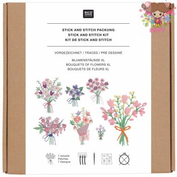 Embroidery - Rico Deaign 刺繍キットお洒落なデザイン♪☆ブーケ XL☆（説明書付き ドイツ語・英語等表記）Stick & Stitch Kit Bouquets XL【メール便OK！】ワンポイント刺繍 ワッペン インテリア 生地