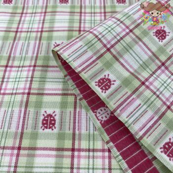 【最低30cmから10cm単位 切り売り】Westfalenstoffe ☆Wales☆チェック てんとう虫 クリーム ピンク ロー..