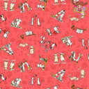 【巾 約100cm 最低30cmから10cm単位 切り売り】Anita Jeram アニタ ジェラーム☆Animal Friends Dark Coral☆猫 ...