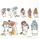 ドイツ IHR 可愛い ペーパーナプキン デコパージュ☆帽子をかぶった猫 キャット 動物☆(CATS WITH HATS)(1枚/バラ売り)