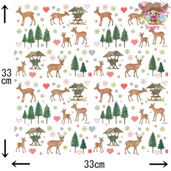 ドイツ HOME FASHION ECO LINE 素敵な ペーパーナプキン デコパージュ☆可愛いシカの親子 クリスマス クリスタル 動物☆(Charming Deers)（1枚/バラ売り）