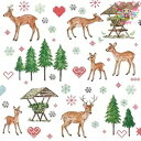 HOME FASHION ☆Charming Deers☆(1枚/バラ売り)鹿 しか ハート 木 親子 ペーパーナプキン デコパージュ