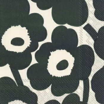 marimekko マリメッコ 可愛い ペーパーナプキン デコパージュ カルトナージュ☆UNIKKO cream green ウニッコ クリームグリーン 花柄☆ （1枚/バラ売り）