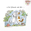 ドイツ IHR 可愛い ペーパーナプキン デコパージュ☆Anita Jeram アニタ ジェラーム かわいいネコの友達 花柄 動物☆(CATS FRIENDS)...