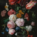 オランダ Ambiente 素敵な 可愛い ペーパーナプキン デコパージュエレガントなローズブーケ チューリップ ブラック 花柄☆(Still Life With Flowers)（1枚/バラ売り）