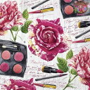 ドイツ IHR 可愛い ペーパーナプキン デコパージュ☆ビューティーローズ メイクアップ リップ 花柄☆(BEAUTY ROSES red)(1枚/バラ売り)