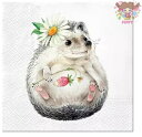 ★Paw 可愛い ペーパーナプキン デコパージュ☆イチゴを持ったかわいいハリネズミ 動物☆(Wild Strawberry Hedgehog)(1枚/バラ売り)