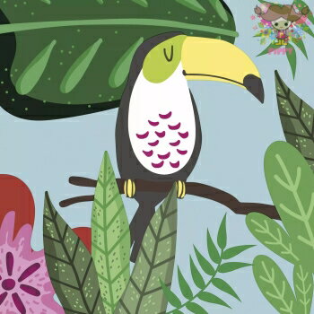 Paper+Design ペーパーナプキン デコパージュ☆ジャングルの鳥 オオハシ イラスト風 動物☆(Jungle bird)（1枚/バラ売り）