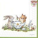 ドイツ IHR 可愛い ペーパーナプキン デコパージュ☆Anita Jeram アニタ ジェラーム 動物たちのティーパーティー ウサギ リス ねずみ☆（TEA PARTY）（1枚/バラ売り）