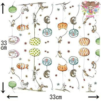 ドイツ IHR 可愛い ペーパーナプキン デコパージュ☆Anita Jeram アニタ ジェラーム かわいい動物と風船☆（ANIMALS WITH BALLOONS）（1枚/バラ売り）