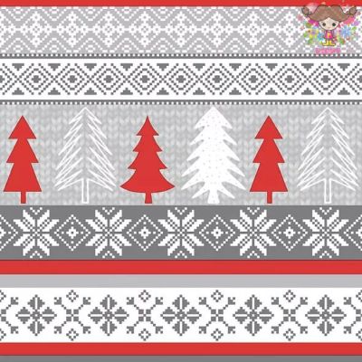 Ambiente ペーパーナプキン☆クリスマスツリーとスノーフレーク ニット☆ (Knitted Trees Red)（1枚/バラ売り）