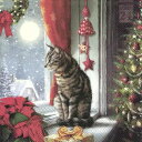 IHR ペーパーナプキン ☆SILENT MOMENT☆(1枚・バラ売り)猫 キジトラ クリスマス 窓辺 可愛い お洒落 素敵 華やか
