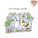 【25cmサイズ】IHR 可愛い ペーパーナプキン デコパージュ ☆Anita Jeram アニタ ジェラーム かわいいネコの友達 花柄 動物☆(CATS FR...
