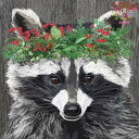 PPD 素敵な ペーパーナプキン デコパージュ☆ベリーの冠 あらいぐま アライグマ ヒイラギ クリスマス☆(Winter Berry Raccoon)(1枚/バ...