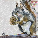 PPD 素敵な ペーパーナプキン デコパージュ☆リスの肖像画 どんぐり りす 雪☆(Squirrel Portrait)(1枚/バラ売り)