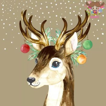 【24cmサイズ】Paper+Design ペーパーナプキン デコパージュ☆シカのクリスマスデコレーション オーナメント 鹿 クリスマス☆(Deer Baubles)(W24cm×L24cm)（1枚/バラ売り）