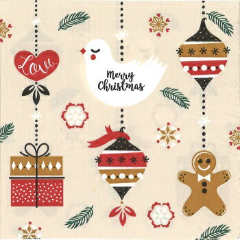 Paper+Design ペーパーナプキン デコパージュ☆クリスマスハンギング 鳥 ジンジャーブレッド オーナメント クリスマス☆(Xmas Hangings)（1枚/バラ売り）