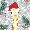 Paper+Design ペーパーナプキン デコパージュ☆キリンサンタ きりん 雪 サンタクロース クリスマス☆(Giraffe santa)(1枚/バラ売り)