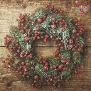ドイツ HOME FASHION 素敵な ペーパーナプキン デコパージュ☆ベリーのリース 赤い実 花輪 もみの枝 クリスマス☆(Berry Wreath)(1枚...