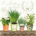 ★Ambiente ペーパーナプキン☆Le Jardin De Provence☆ (1枚/バラ売り) ハーブ ポット 植木鉢 蝶 英字 オランダ 素敵 お洒落...