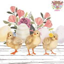 Nouveau ペーパーナプキン ☆Chick Parade☆(1枚/バラ売り)ひよこ バラ 薔薇 たまご イースター デコパージュ ペーパーナプキン