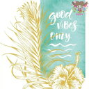 Nouveau ペーパーナプキン ☆Good vibes only aqua☆(1枚/バラ売り)ハイビスカス 植物 アクア デコパージュ 素敵 お洒落